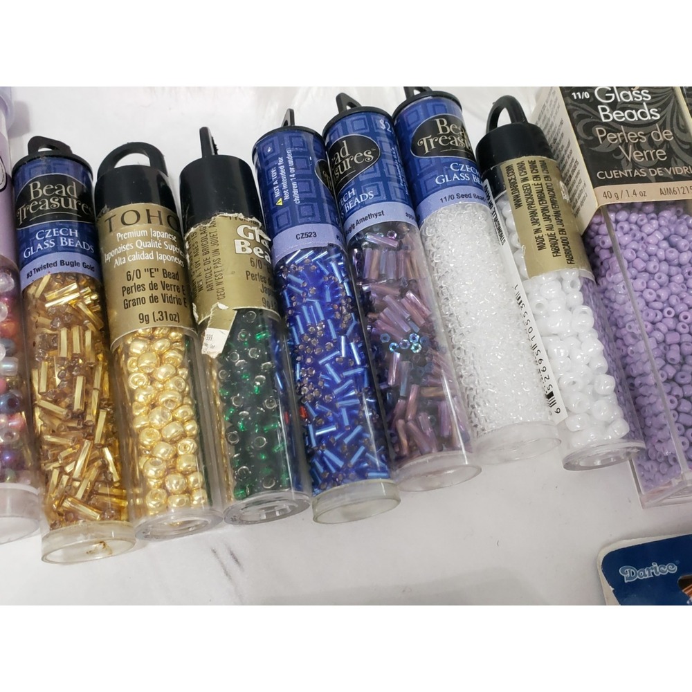 LARGE GLASS SEAD BEAD LOT Czech Japanese Blue Moon Craft Wire Jewelry cord - Picture 5 of 16